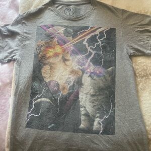 Cat graphic shirt adult medium gray kitten crew neck shirt